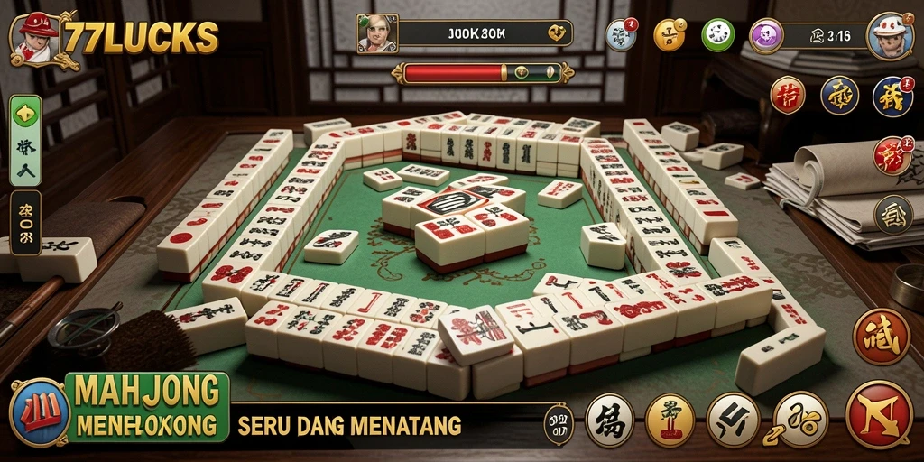Screenshot gameplay 77LUCKS menampilkan tantangan Mahjong yang mendebarkan.