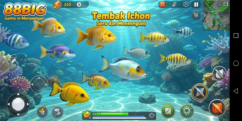 Tampilan gameplay penuh aksi di 88BIG dengan tembakan ikan yang seru.