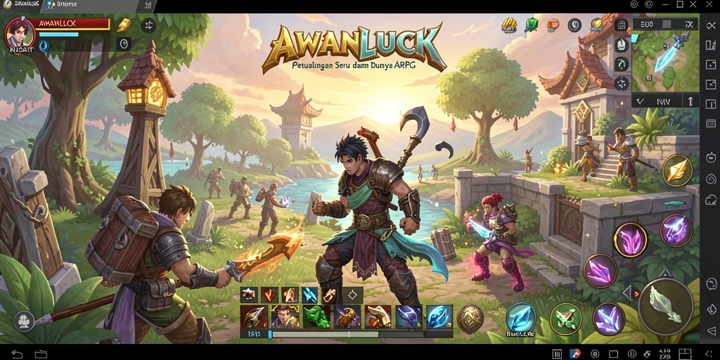 Tampilan gameplay seru dalam AWANLUCK yang penuh aksi.