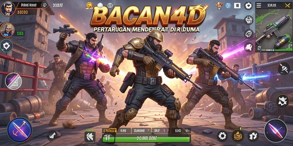 Tampilan mendebarkan gameplay BACAN4D dalam aksi Battle Royale.