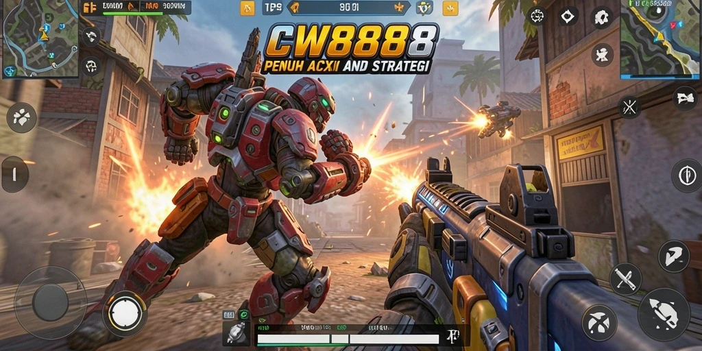 Screenshot gameplay CW8888 menampilkan aksi pertempuran yang mendebarkan.