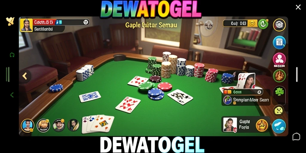 Tampilan gameplay seru DEWATOGEL dalam permainan Gaple.