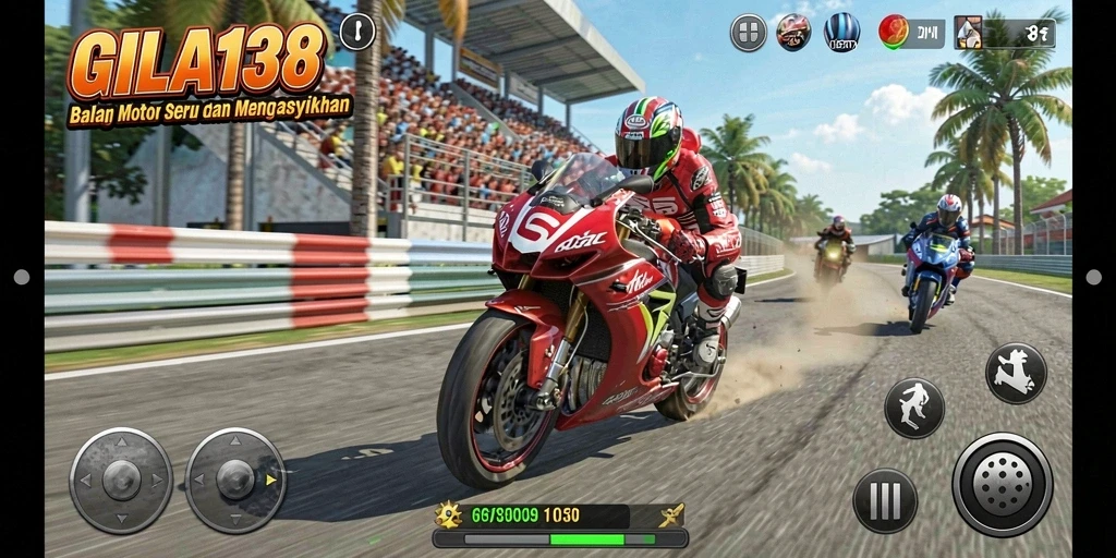 Screenshot GILA138 menampilkan aksi balap motor yang mendebarkan.