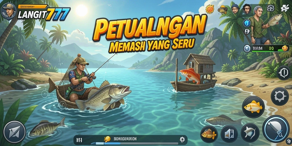 Tampilan gameplay LANGIT777 yang menampilkan aksi memancing yang mendebarkan.
