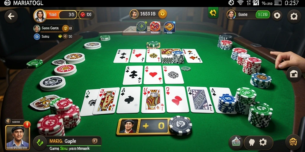 Tampilan gameplay MARIATOGL dengan suasana bermain Gaple yang seru.