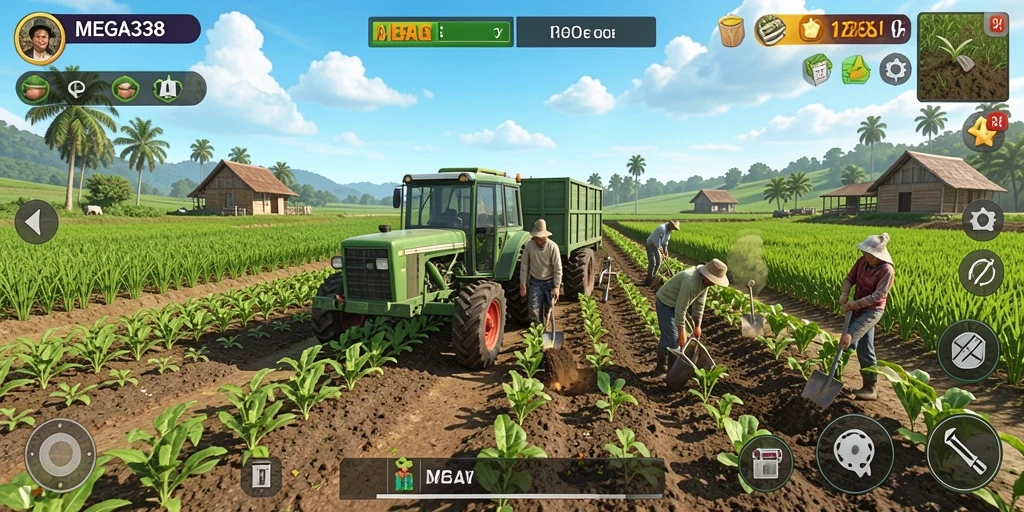 Gameplay seru bertani di MEGA338 dengan grafik indah.