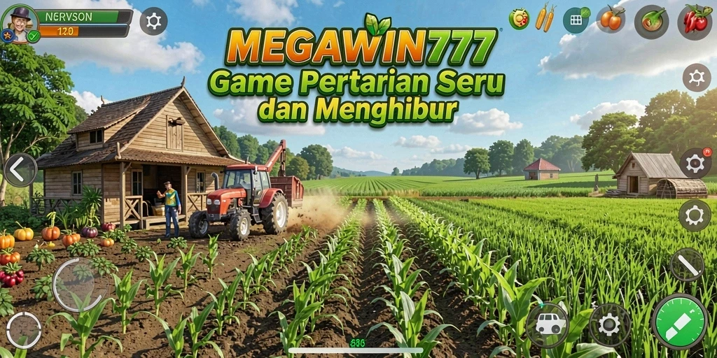 Tampilan gameplay seru di MEGAWIN777 saat bertani.