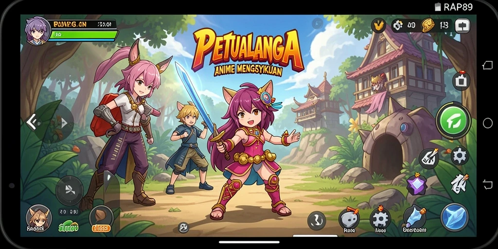 Tampilan gameplay seru dalam RAP89 dengan karakter Anime yang menarik.