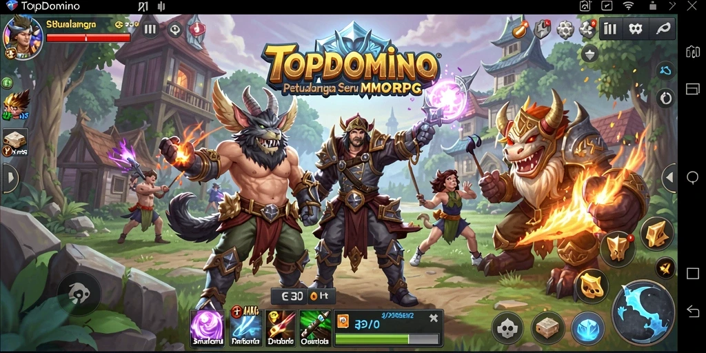 Tangkapan layar menunjukkan aksi seru dalam gameplay MMORPG TOPDOMINO.