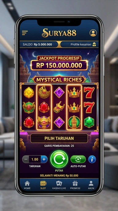 Tampilan antarmuka aplikasi surya88 yang intuitif dan user-friendly.